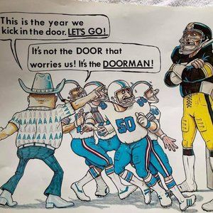 Vintage Rare Original Pittsburgh Steelers Jack Lambert Poster - Doorman